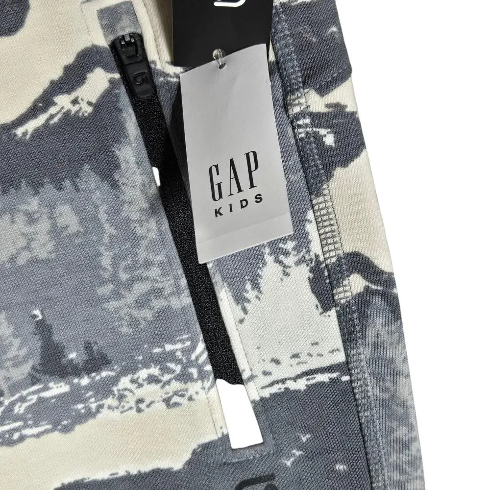 GapFit‎ Pants Kids Medium Gray Nature Mist Fit Tech Joggers Zip Pockets Casual